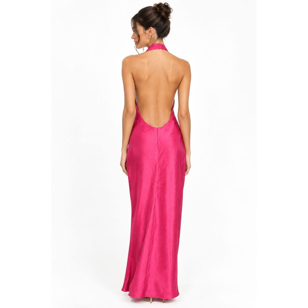Lulus Pink Backless Halter Neck Cutout Maxi Dress Size M